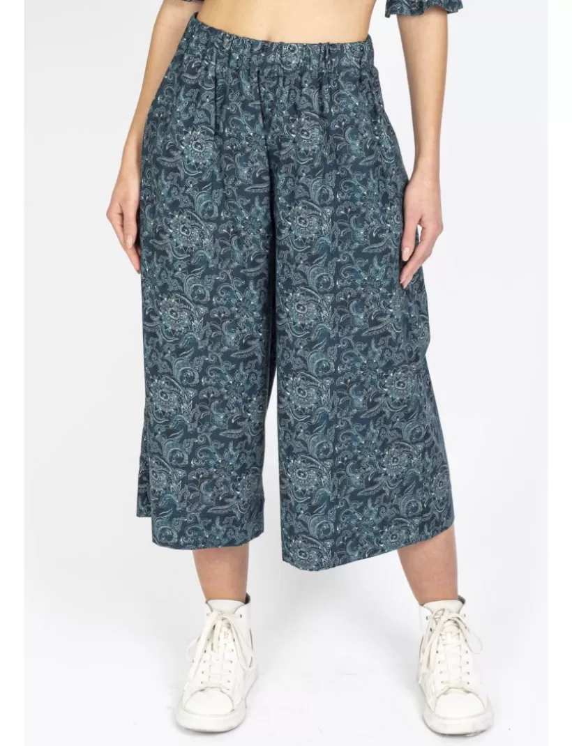 Hosen-New Hallhuber CASSIDY – WEITE HOSE MIT HOHER TAILLE UND DURCHGEHENDEM BLUMENMUSTER blau