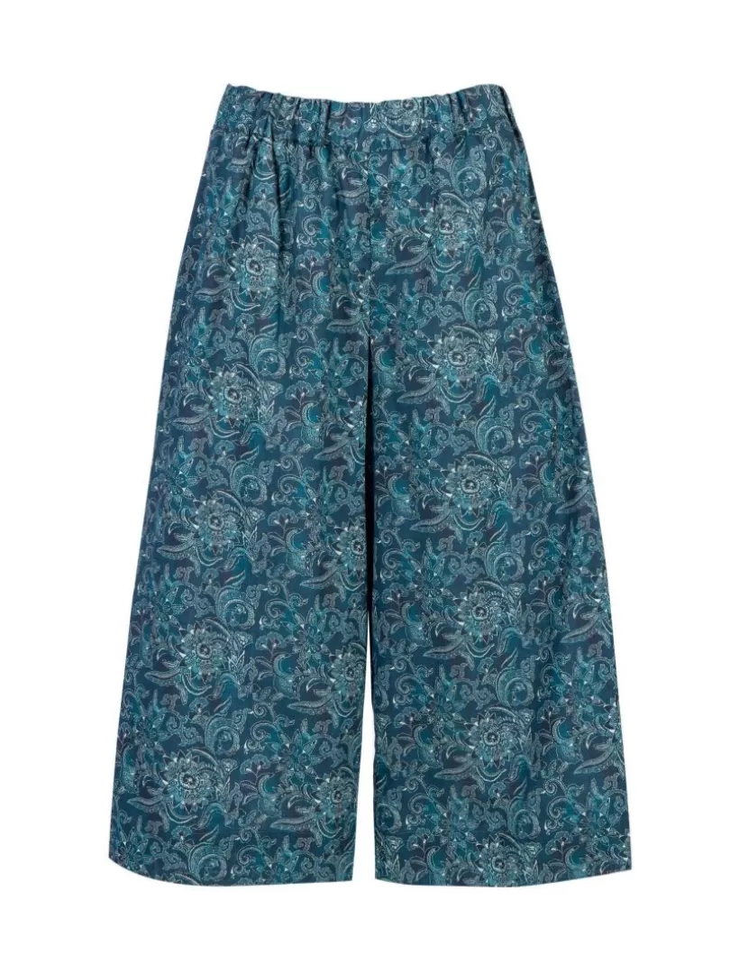 Hosen-New Hallhuber CASSIDY – WEITE HOSE MIT HOHER TAILLE UND DURCHGEHENDEM BLUMENMUSTER blau
