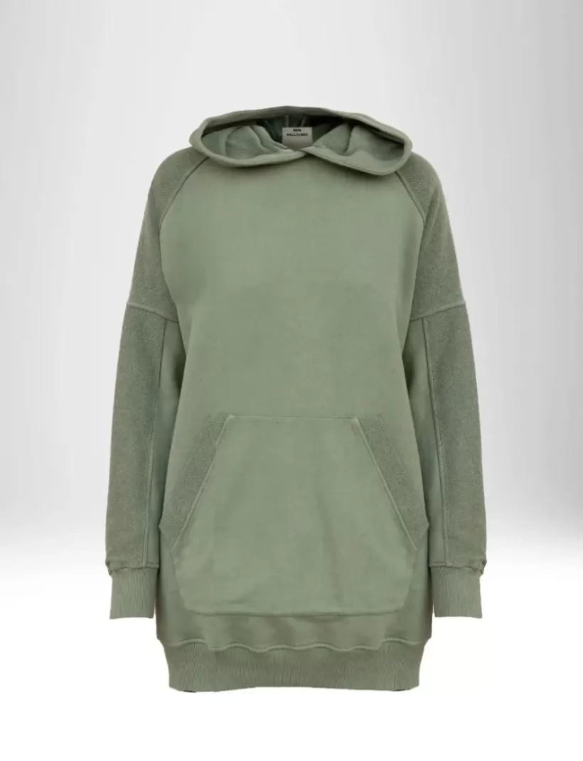 Hoodies & Sweatshirts-New Hallhuber KAPUZENPULLI IN ÜBERGRÖSSE AUS BAUMWOLLE Militärgrün