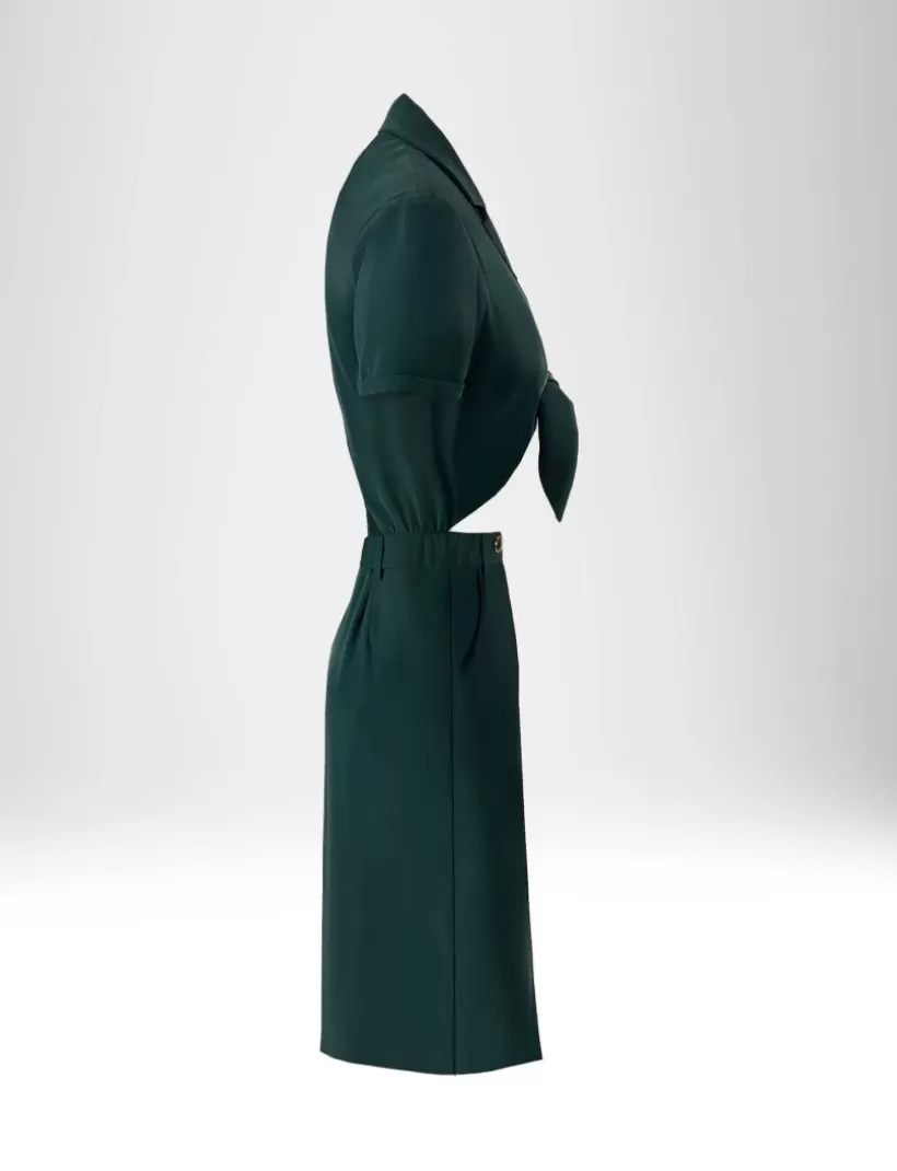 Kleider-New Hallhuber CUT-OUT-MIDIKLEID AUS VISKOSE Grüne Flaschen