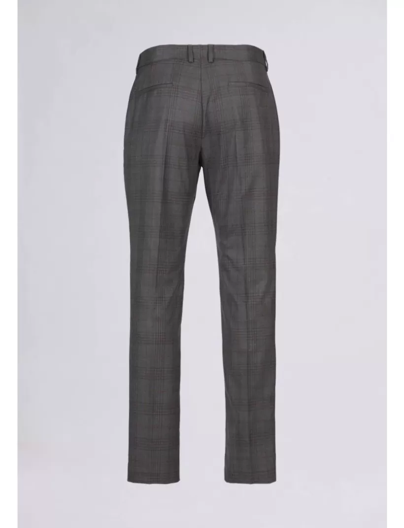 Hosen-New Hallhuber REGELMÄßIGE KARIERTE CHINO-HOSE MIT VORGEFERTIGTEM GÜRTELMUSTER AUS KÜHLER WOLLE sehr dunkelgrau