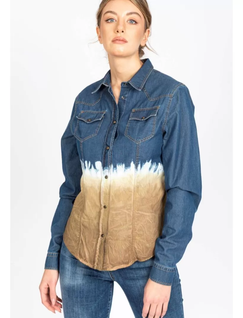 Jeans | Hosen-New Hallhuber SACAGAWEA – SLIM FIT LANGÄRMELIGES DENIMHEMD MIT ZWEIFARBIGEM EFFEKT AUS REINER BAUMWOLLE